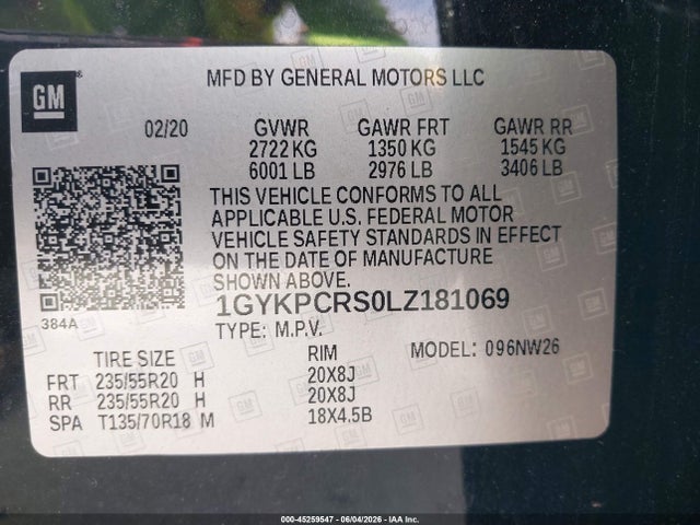 Продаж на аукціоні авто 2020 Cadillac Xt6 Fwd Premium Luxury, vin: 1GYKPCRS0LZ181069, номер лоту: 45259547