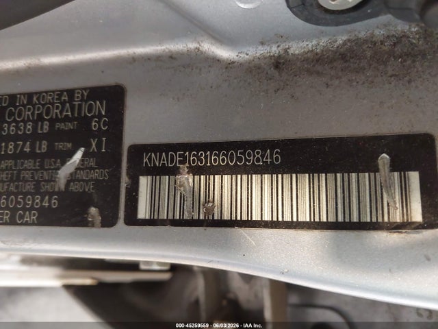 Aukcja sprzedaży 2006 Kia Rio5 Sx, vin: KNADE163166059846, numer aukcji: 45259559