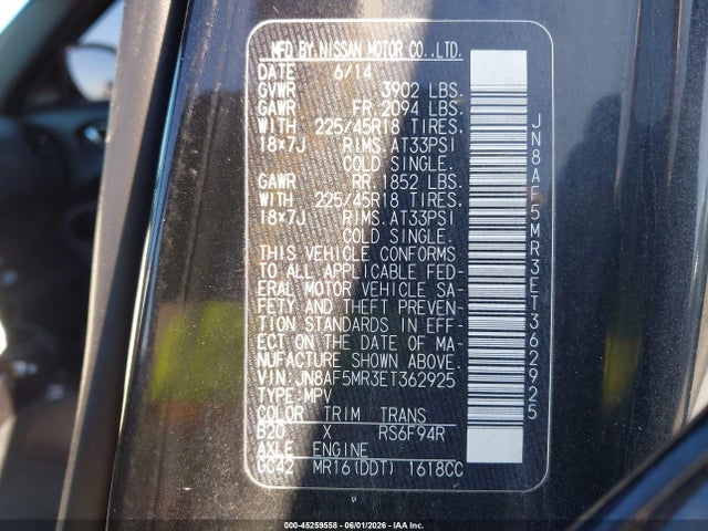 Aukcja sprzedaży 2014 Nissan Juke Nismo, vin: JN8AF5MR3ET362925, numer aukcji: 45259558