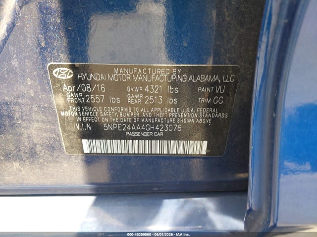 Hyundai SONATA ECO 2016 5NPE24AA4GH423076 Image 9