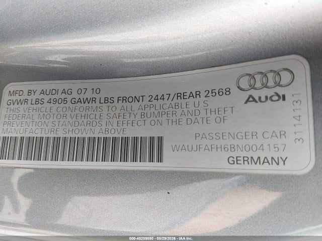 Продаж на аукціоні авто 2011 Audi A5 2.0t Premium, vin: WAUJFAFH6BN004157, номер лоту: 45259590