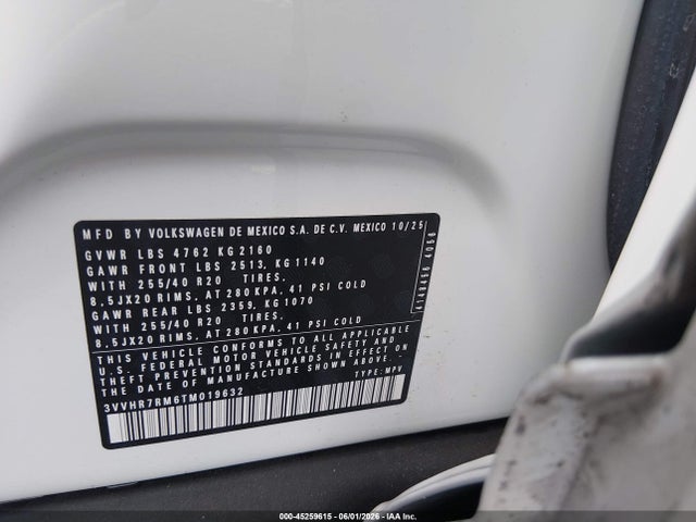 Продажа на аукционе авто 2026 Volkswagen Tiguan Se R-line Black, vin: 3VVHR7RM6TM019632, номер лота: 45259615