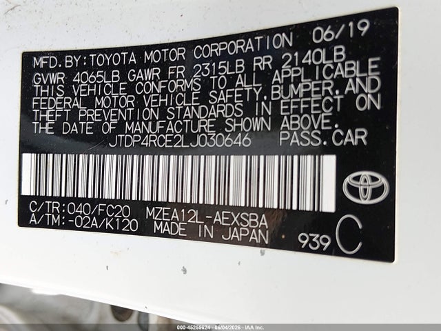 Toyota COROLLA SE 2020 JTDP4RCE2LJ030646 Image 9