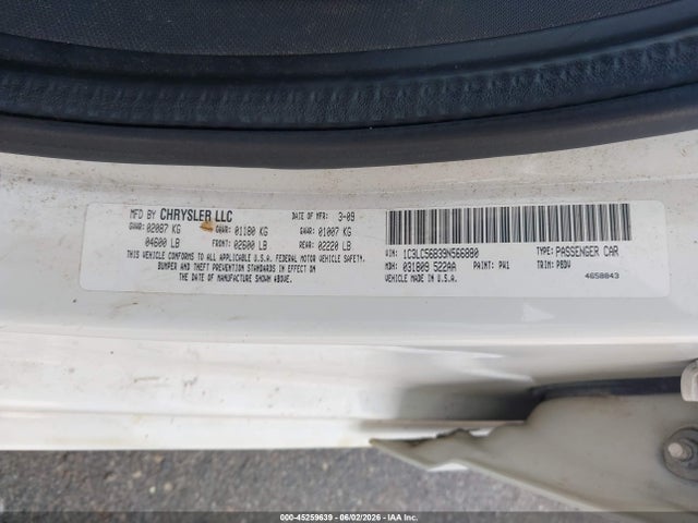2009 Chrysler Sebring Touring მანქანა იყიდება აუქციონზე, vin: 1C3LC56B39N566880, აუქციონის ნომერი: 45259639