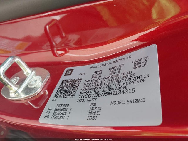 1GCGTBEN5M1134315 Chevrolet Colorado 4wd Short Box Wt