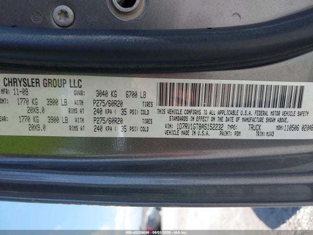 Aukcja sprzedaży 2010 Dodge Ram 1500 Slt/sport/trx, vin: 1D7RV1GT8AS152232, numer aukcji: 45259696