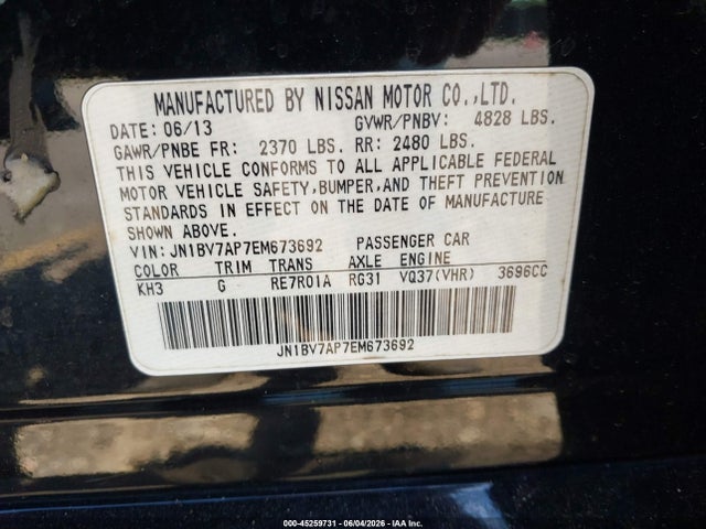 Продажа на аукционе авто 2014 Infiniti Q50 Premium, vin: JN1BV7AP7EM673692, номер лота: 45259731