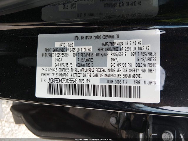 Auction sale of the 2023 Mazda Cx-5 2.5 S Premium, vin: JM3KFBDM0P0135528, lot number: 45259753