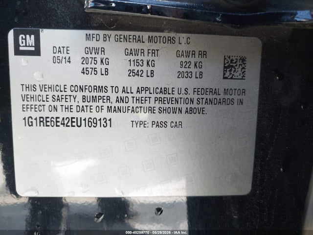 1G1RE6E42EU169131 Chevrolet Volt