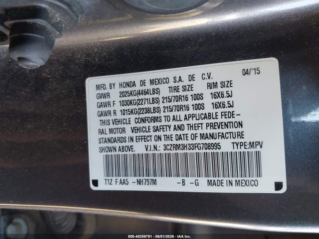 Honda CR-V LX 2015 3CZRM3H33FG708995 Image 9