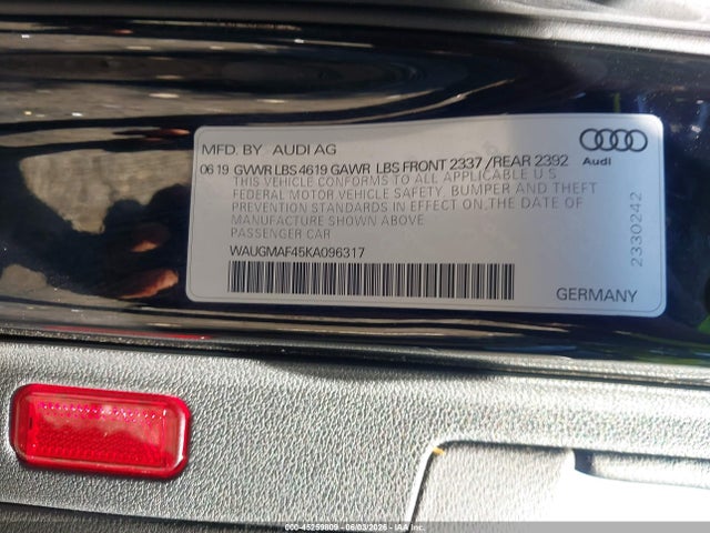 Продажа на аукционе авто 2019 Audi A4 40 Titanium Premium, vin: WAUGMAF45KA096317, номер лота: 45259809