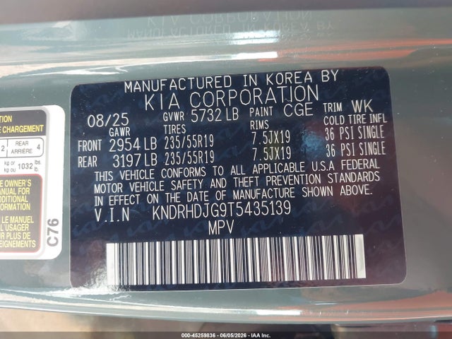 KNDRHDJG9T5435139 KIA Sorento Hybrid Ex