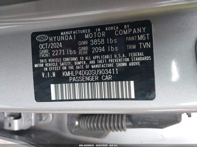 Продаж на аукціоні авто 2025 Hyundai Elantra Limited, vin: KMHLP4DG0SU903411, номер лоту: 45259838