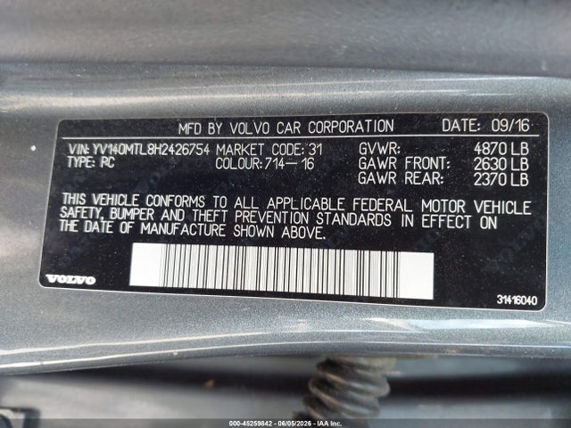 YV140MTL8H2426754 Volvo S60 T5 Dynamic