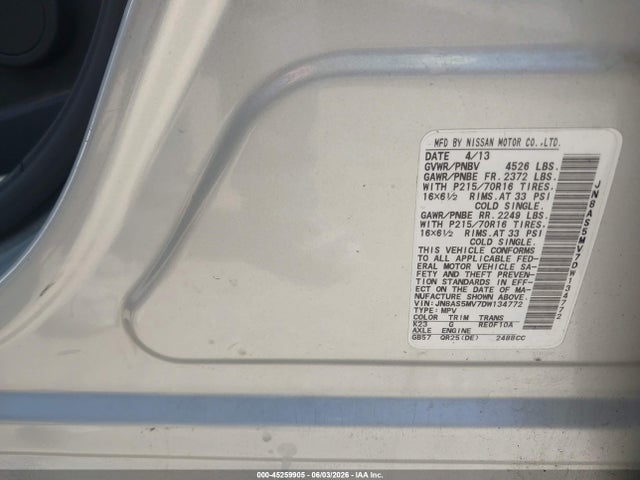 Aukcja sprzedaży 2013 Nissan Rogue S, vin: JN8AS5MV7DW134772, numer aukcji: 45259905