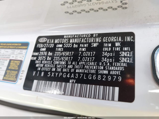 KIA Sorento 2.4l L 2020 5XYPG4A37LG682979 Image 9