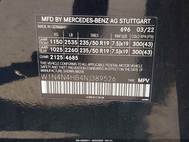 2022 Mercedes-benz Gla Gla 250 მანქანა იყიდება აუქციონზე, vin: W1N4N4HB4NJ389526, აუქციონის ნომერი: 45260011