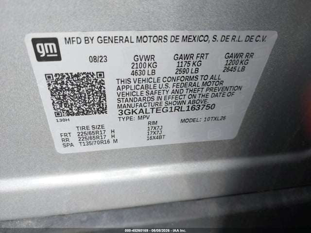 Aukcja sprzedaży 2024 Gmc Terrain Awd Sle, vin: 3GKALTEG1RL163750, numer aukcji: 45260169