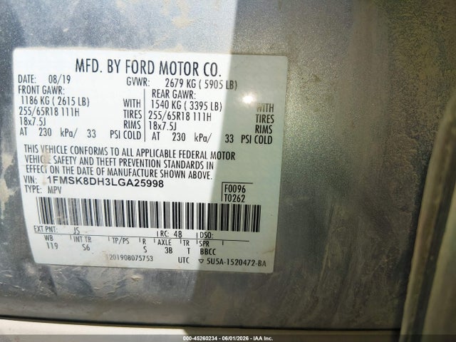 1FMSK8DH3LGA25998 Ford EXPLORER XLT