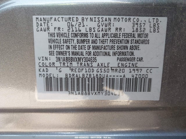Nissan Sentra S Xtronic Cvt 2021 3N1AB8BVXMY304635 Image 9