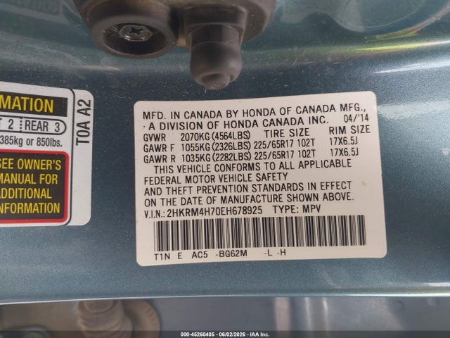 Honda Cr-v Ex-l 2014 2HKRM4H70EH678925 Image 9