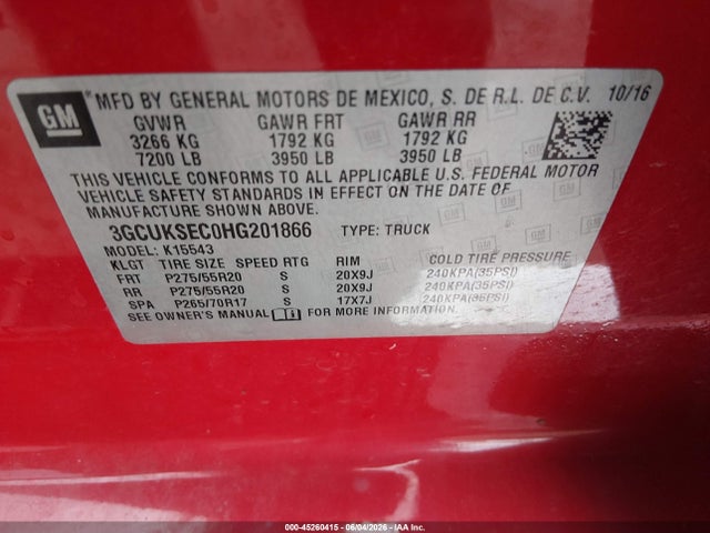 Chevrolet Silverado 1500 2lz 2017 3GCUKSEC0HG201866 Image 9