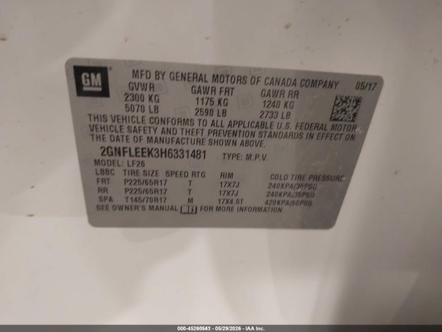 Chevrolet EQUINOX LS 2017 2GNFLEEK3H6331481 Image 9