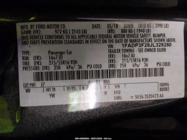 Ford FOCUS SE 2018 1FADP3F28JL328280 Image 9