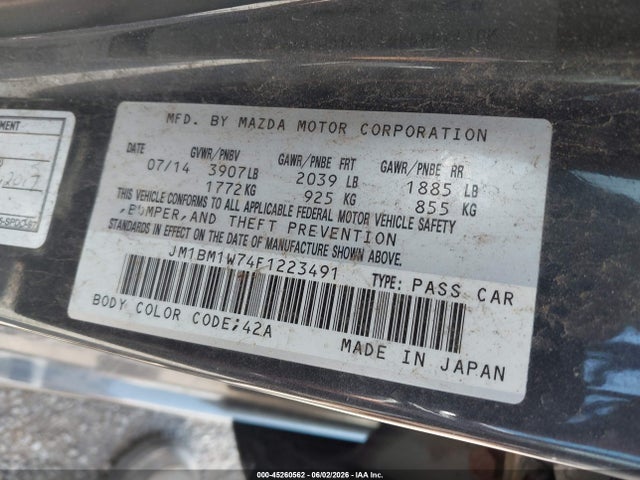 Aukcja sprzedaży 2015 Mazda Mazda3 I Grand Touring, vin: JM1BM1W74F1223491, numer aukcji: 45260562