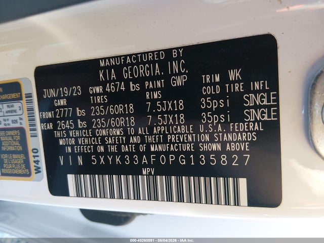 Продаж на аукціоні авто 2023 Kia Sportage Ex, vin: 5XYK33AF0PG135827, номер лоту: 45260591