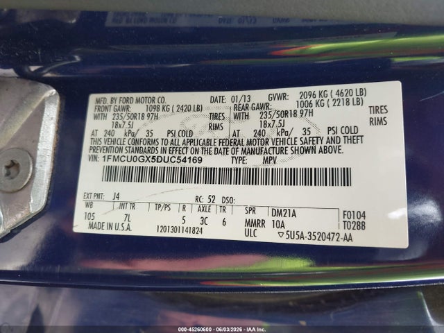 Продаж на аукціоні авто 2013 Ford Escape Se, vin: 1FMCU0GX5DUC54169, номер лоту: 45260600