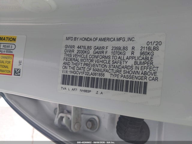 1HGCV1F32LA061856 Honda Accord Sport