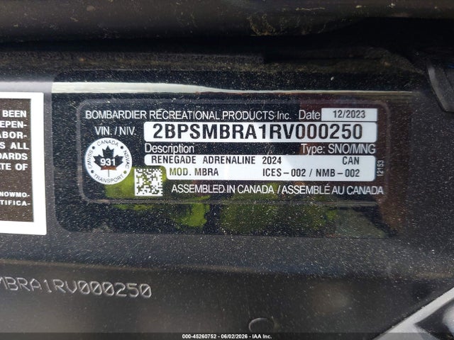 Ski-Doo Renegade Andrenaline 2024 2BPSMBRA1RV000250 Image 9