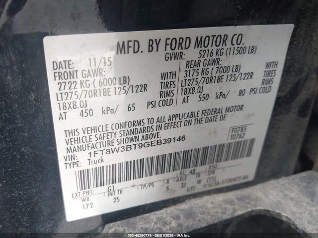 Aukcja sprzedaży 2016 Ford F-350 Xlt, vin: 1FT8W3BT9GEB39146, numer aukcji: 45260776