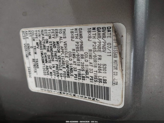 Продажа на аукционе авто 2011 Infiniti Fx35, vin: JN8AS1MUXBM712033, номер лота: 45260860