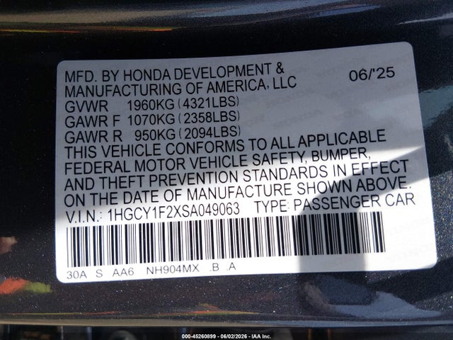 Honda ACCORD LX 2025 1HGCY1F2XSA049063 Image 9