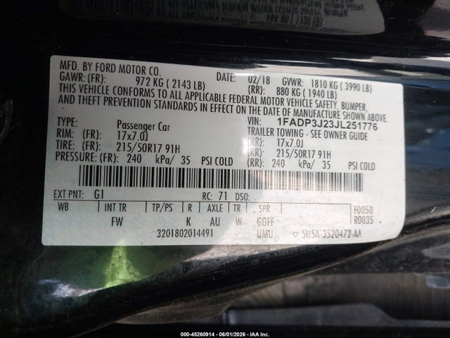 Ford Focus Titanium 2018 1FADP3J23JL251776 Image 9
