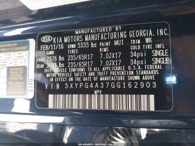 KIA Sorento 2.4l Lx 2016 5XYPG4A37GG162903 Image 9