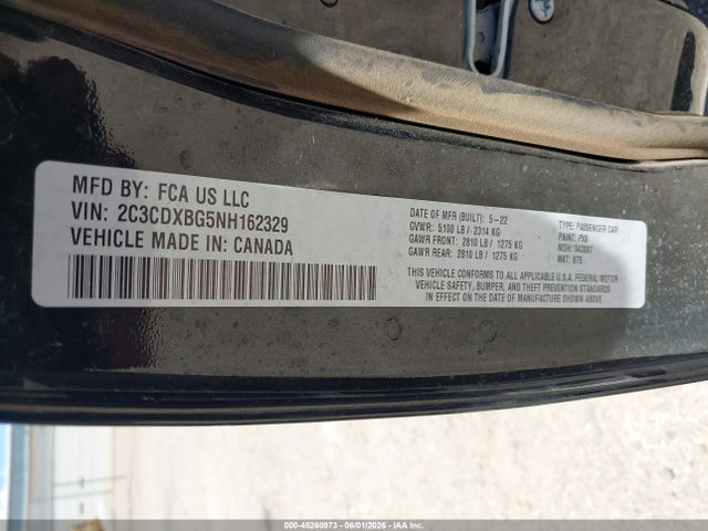 Продаж на аукціоні авто 2022 Dodge Charger Sxt Rwd, vin: 2C3CDXBG5NH162329, номер лоту: 45260973