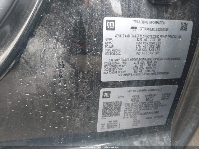Продаж на аукціоні авто 2025 Gmc Sierra 1500 4wd  Short Box Slt, vin: 1GTUUDED1SZ220769, номер лоту: 45260980