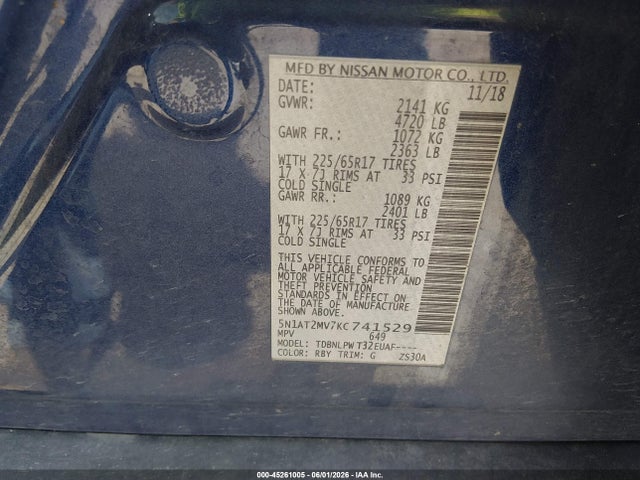 Nissan ROGUE S 2019 5N1AT2MV7KC741529 Image 9