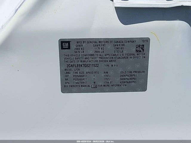 Chevrolet EQUINOX LS 2016 2GNFLEEK7G6211522 Image 9