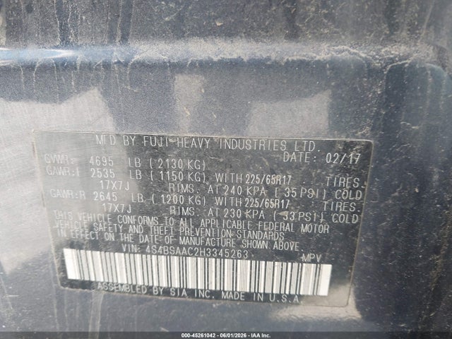 4S4BSAAC2H3345263 Subaru Outback 2.5i
