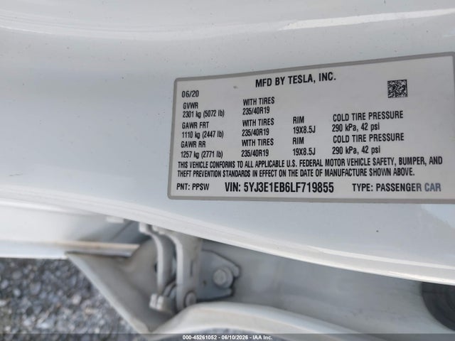 Продажа на аукционе авто 2020 Tesla Model 3 Long Range Dual Motor All-wheel Drive, vin: 5YJ3E1EB6LF719855, номер лота: 45261052