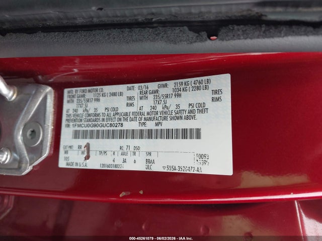 Ford ESCAPE SE 2016 1FMCU0G90GUC80278 Image 9