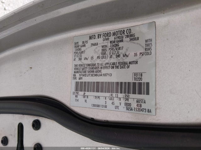 Продаж на аукціоні авто 2006 Ford Explorer Xlt, vin: 1FMEU73E96UA10713, номер лоту: 45261131