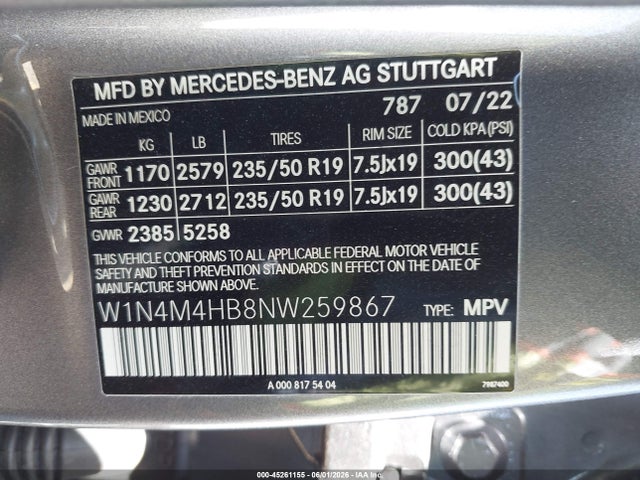 W1N4M4HB8NW259867 Mercedes-Benz Glb 250 4matic