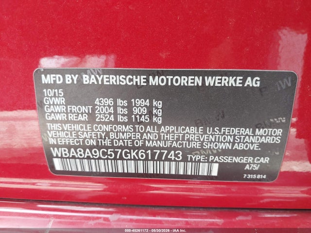 BMW 320i 2016 WBA8A9C57GK617743 Image 9