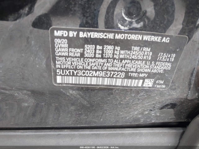 BMW X3 Sdrive30i 2021 5UXTY3C02M9E37228 Image 9