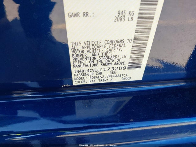 1N4BL4CV1LC173209 Nissan Altima Sr Fwd